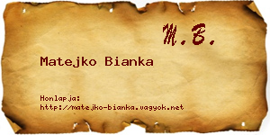 Matejko Bianka névjegykártya